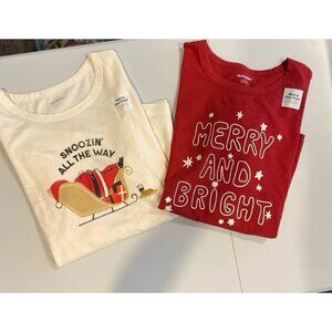 Old Navy Christmas Holiday 100% Cotton Pajama Lounge Shirts Size Large